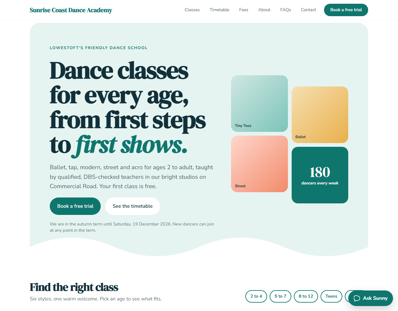 Demo school home page